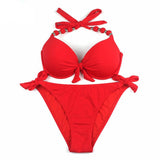 Beach Babe Push Up Halter Bikini Set