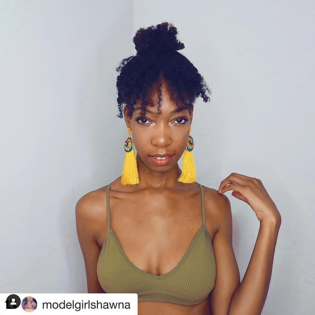 New York Fashion Model Shawna Featured in She Loves Summer Positive Mindset Earrings!