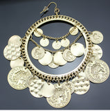 Gypsy Babe Vintage Tribal Coin Chain Hoop Earrings