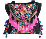 Explore The World Embroidery Tassel Fringe Shoulder Bag