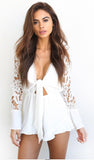 Summer Ready Romper w/ Long Lace Sleeves