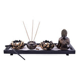 Buddha Zen Garden Lotus Candle Holder & Incense Burner Set