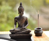 Zen Garden Buddha Incense Burner & Candle Holder Set (Black,White)