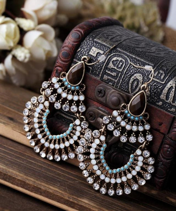 Jewel of the Nile Rhinestone & Resins Bead Earrings