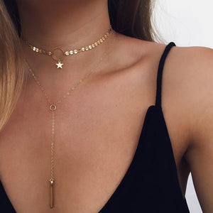 Shining Star Choker Collar Double Layer Necklace