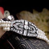 Goddess Central Pearl Rhinestone Charm Layered Bracelet