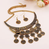 Pure Royalty Vintage Multilayer Coin Necklace & Earrings Set
