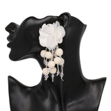 Boho Glamorous Flower Pom Tassel Earrings