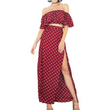 Summer Bliss Polka Dot Maxi Skirt & Off Shoulder Top Set